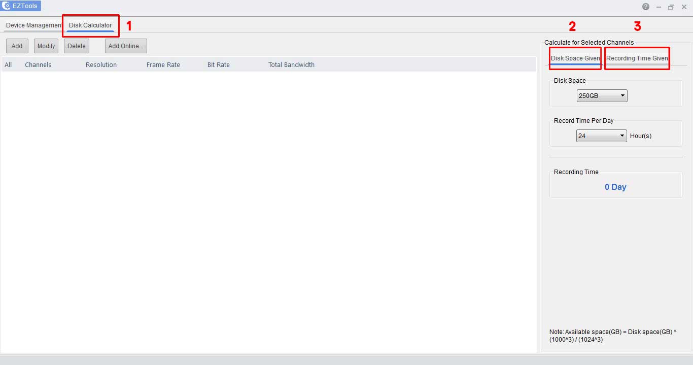 آموزش گام به گام محاسبه ظرفیت هارددیسک دوربین مداربسته با نرم افزار EZTools